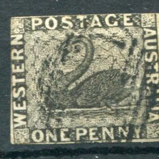 1854 1d black with right lower margins close but ...