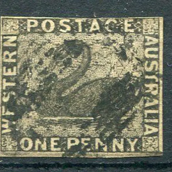 1854 1d black with 3 complete margins & just ...