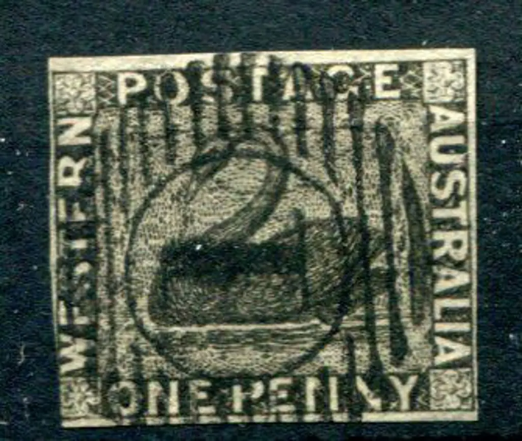 1854 1d black with 3 clear margins, left margin ... Image 1++