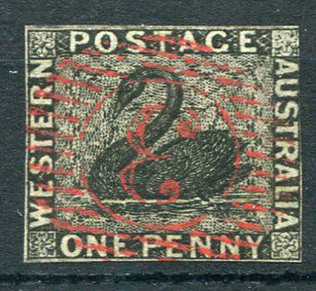 1854 1d black with 4 close margins, just touching ... Image 1++