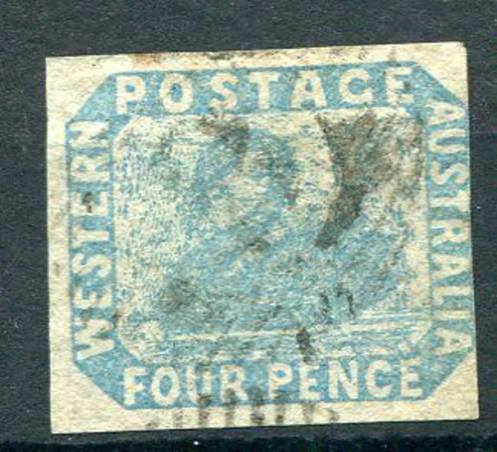 1854 4d pale blue with 3 large margins & the right ... Image 1++