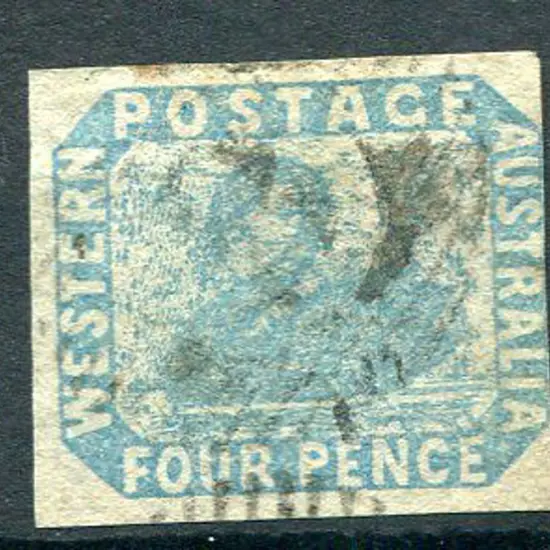 1854 4d pale blue with 3 large margins & the right ...
