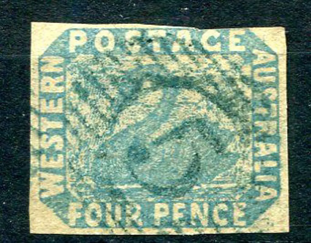 1854 4d blue with 3 full margins, top frame just ... Image 1++