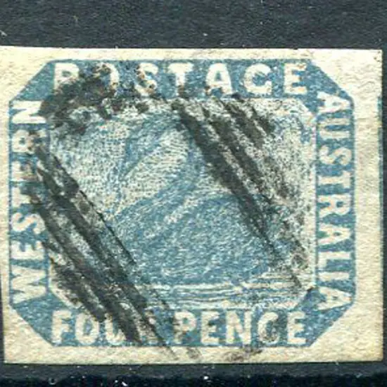 1854 4d blue with 4 full margins. F/U with void ...