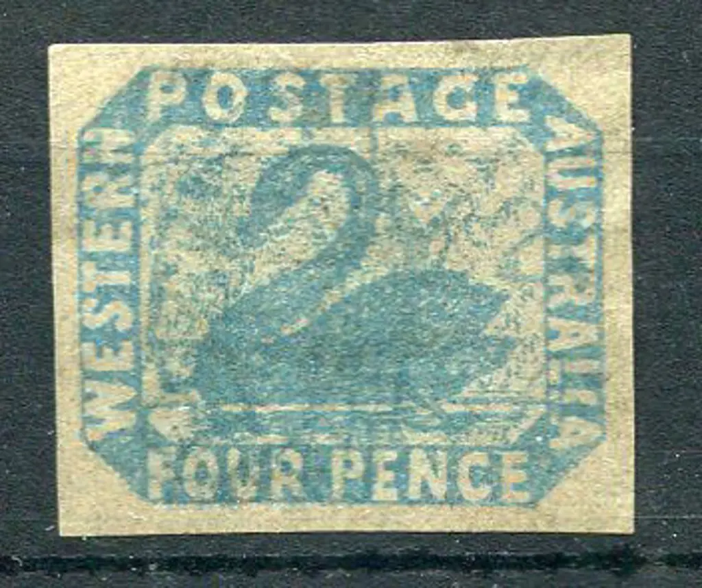 1854 4d blue with white flaw above "FO" of "FOUR". ... Image 1++