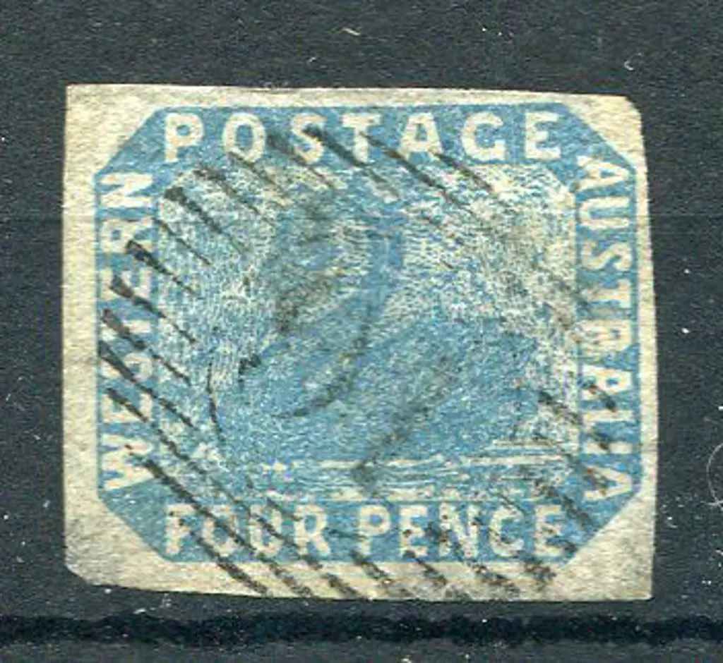 1854 4d blue with 4 fine margins & light 15 Bar 16 ... Image 1++