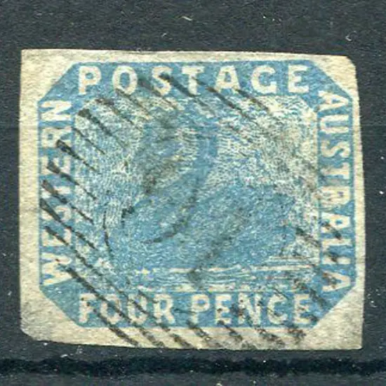 1854 4d blue with 4 fine margins & light 15 Bar 16 ...