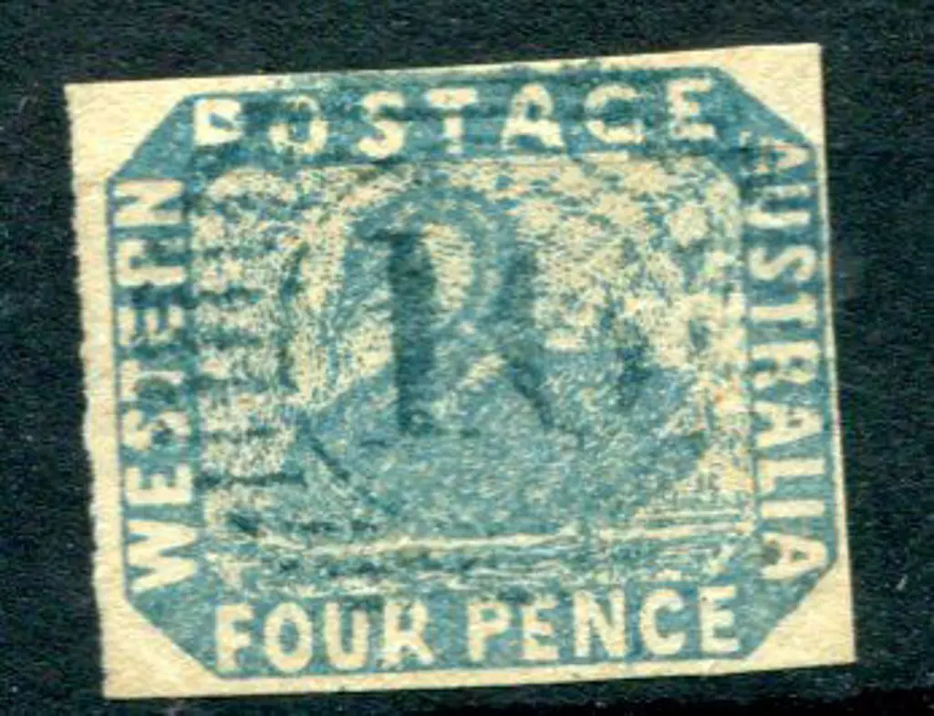1854 4d blue with 4 clear margins & lightly ... Image 1++