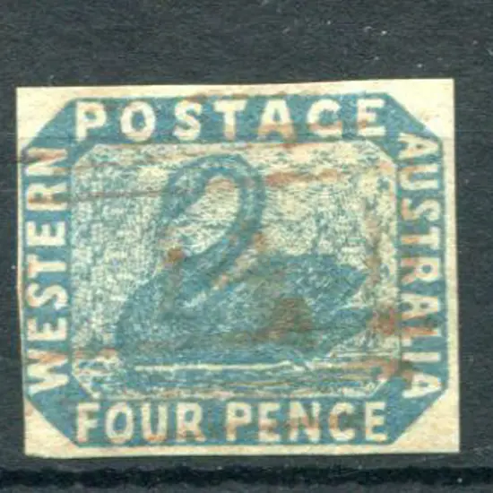 1854 4d blue imperfs x 3 with a 4 margin example, ...