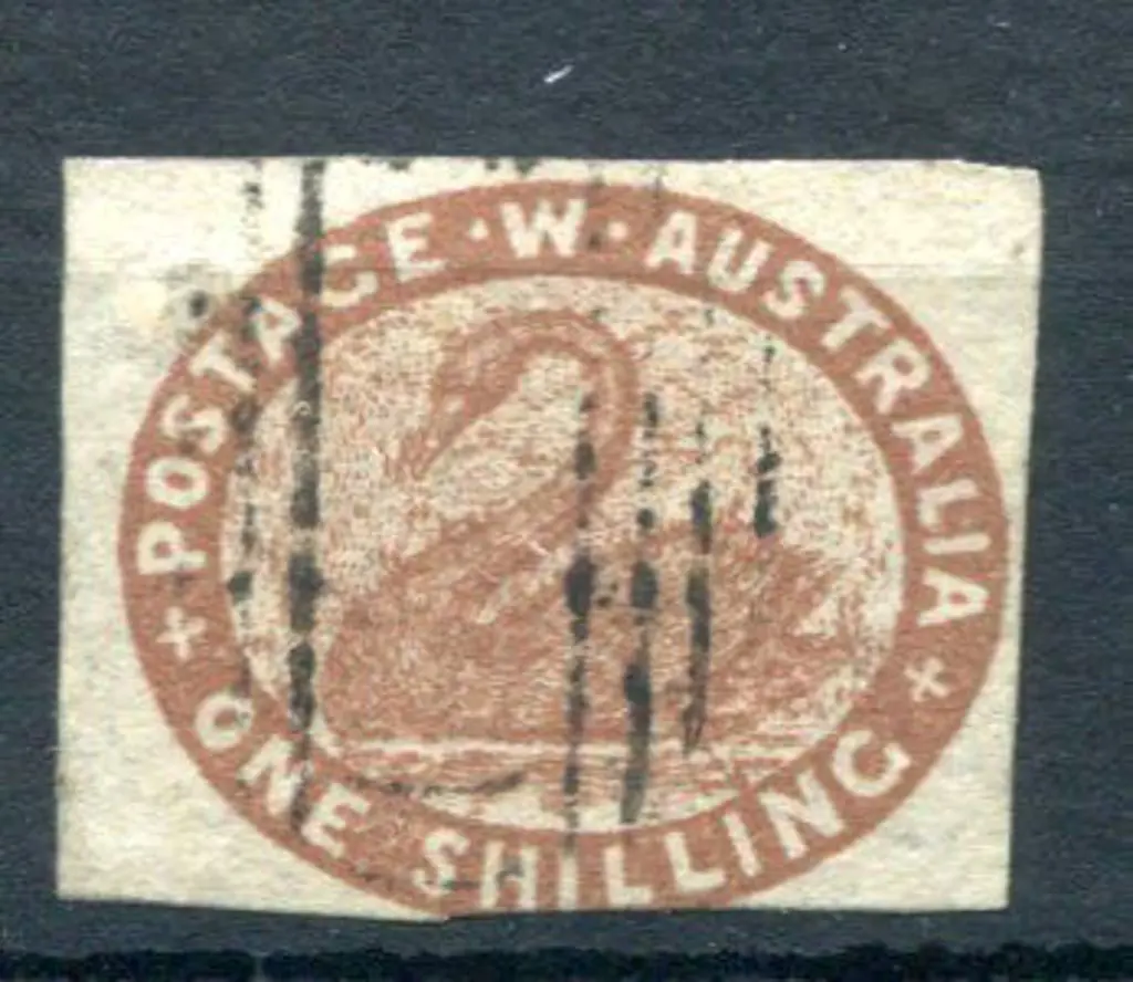1854 1/- deep red-brown with 3 fine margins, just ... Image 1++