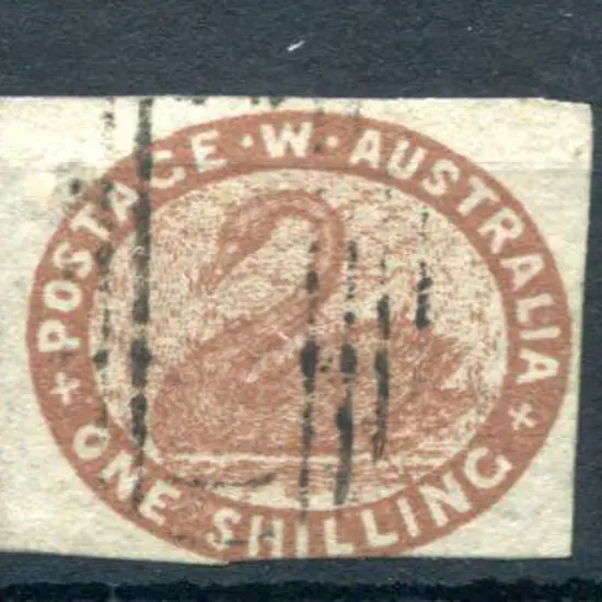 1854 1/- deep red-brown with 3 fine margins, just ...