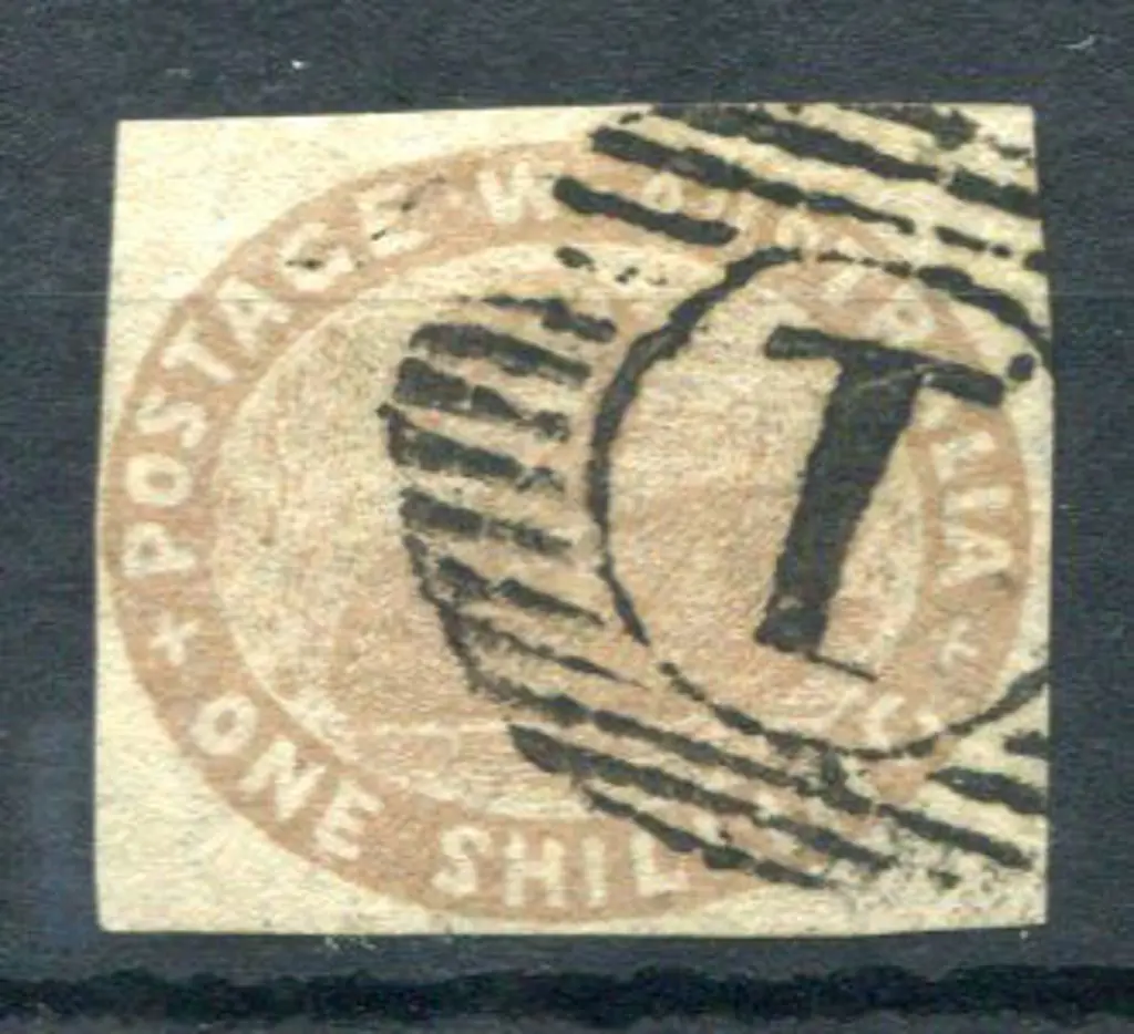 1855 1/- pale brown imperf with 4 margins clear of ... Image 1++