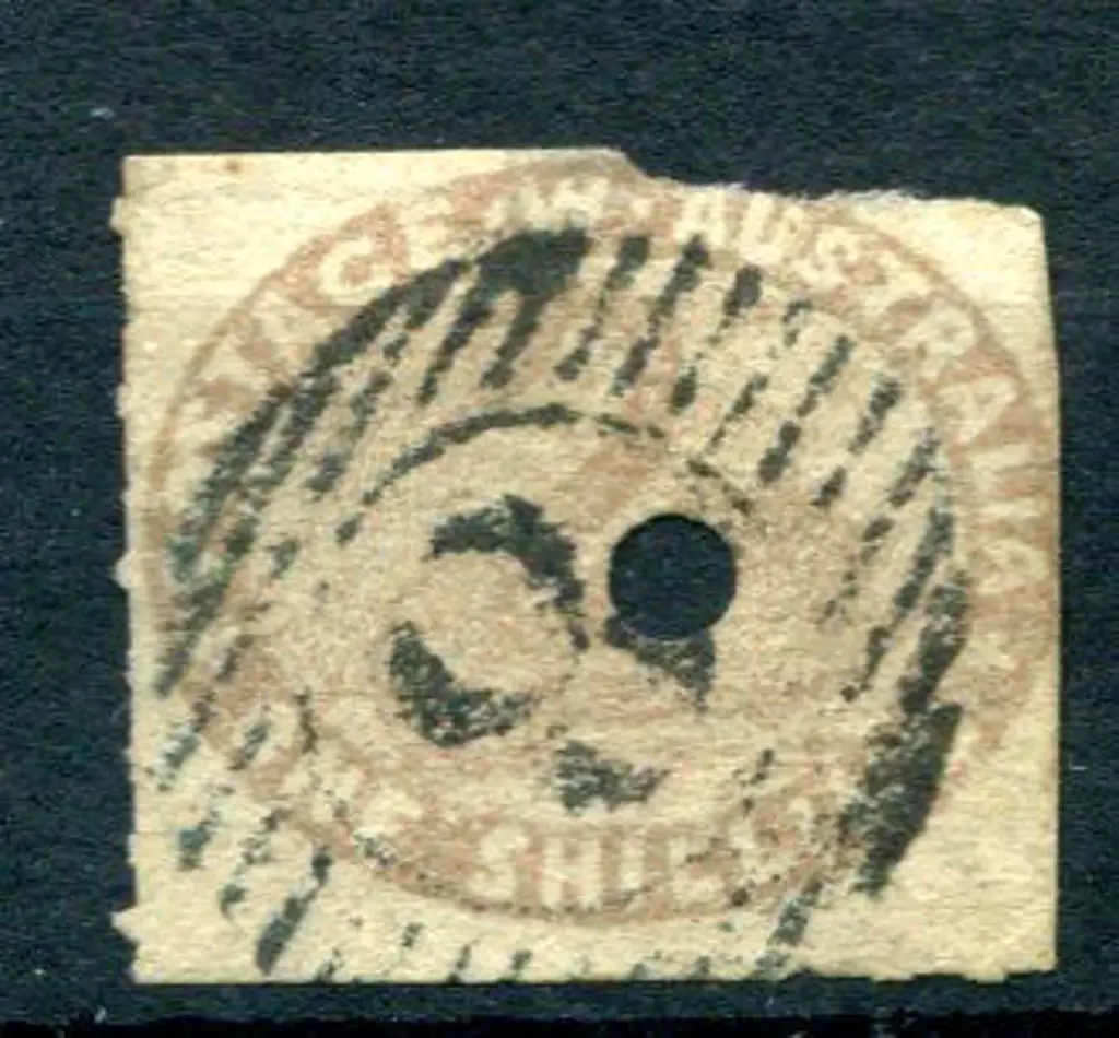 1855 1/- pale brown rouletted on the left & lower ... Image 1++