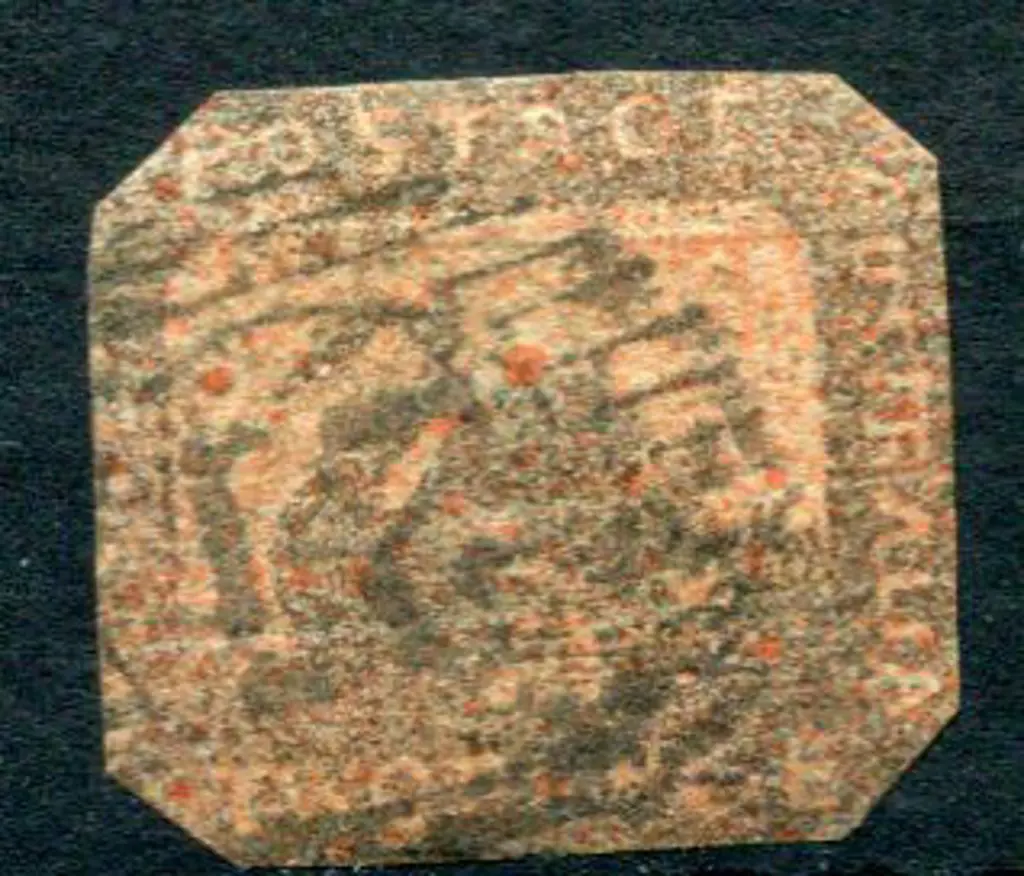1858 2d brown-black on pale red cut to shape. Fine ... Image 1++