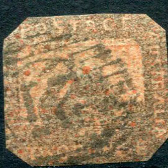 1858 2d brown-black on pale red cut to shape. Fine ...