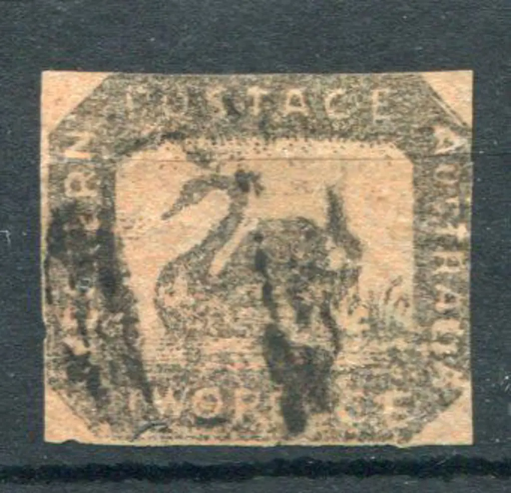 1858 2d brown-black on pale red with 3 close ... Image 1++