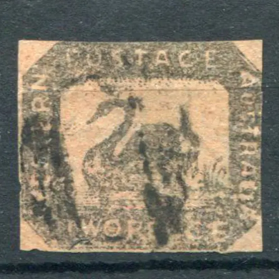 1858 2d brown-black on pale red with 3 close ...