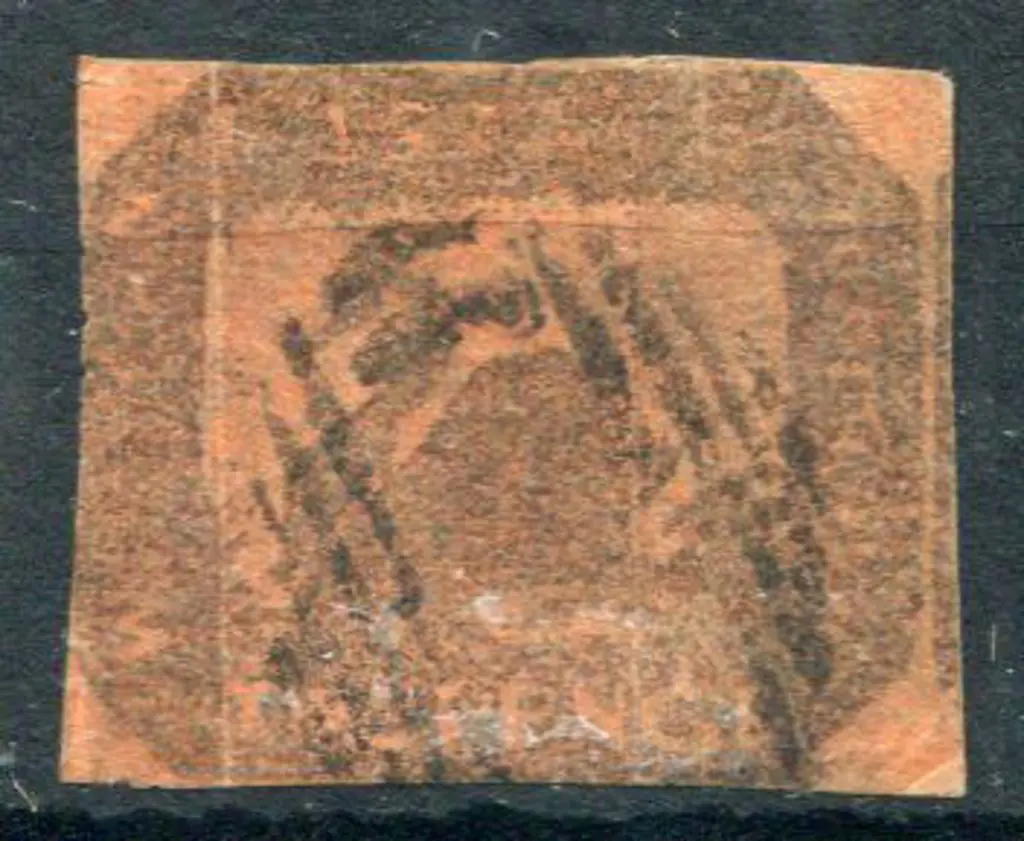 1858 2d brown-black on red printed on both sides ... Image 1++