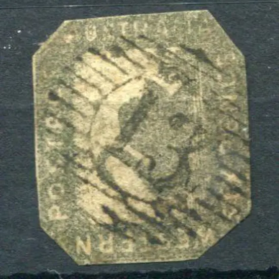 1857 6d golden-bronze Hillman cut to shape. F/U ...
