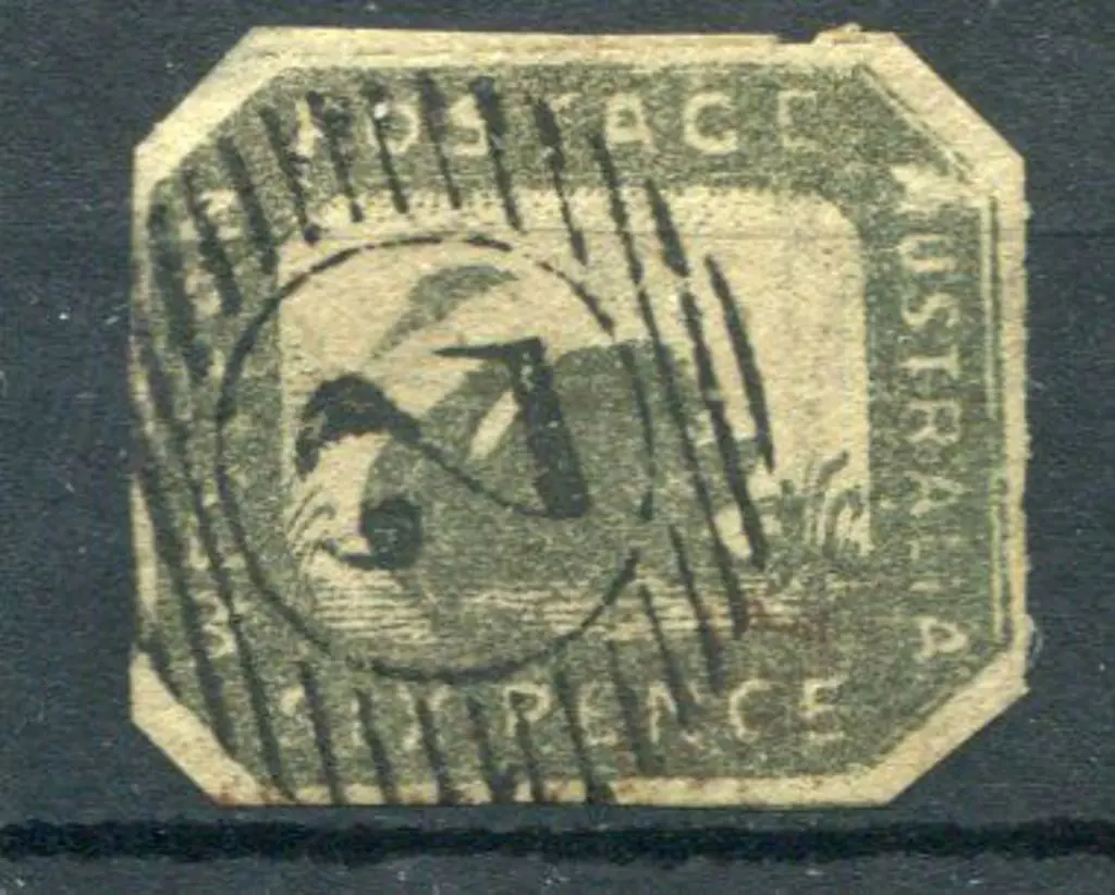 1857 6d black-bronze imperf/rouletted Hillman. Cut ... Image 1++