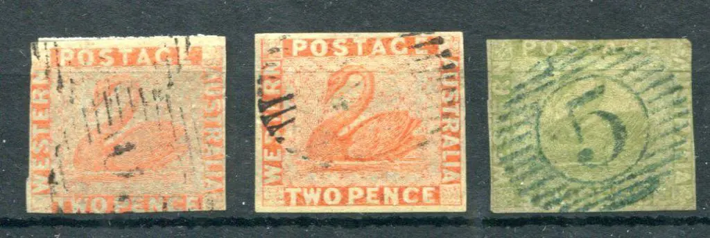 1860/64 2d pale orange with 4 close to touching ... Image 1++