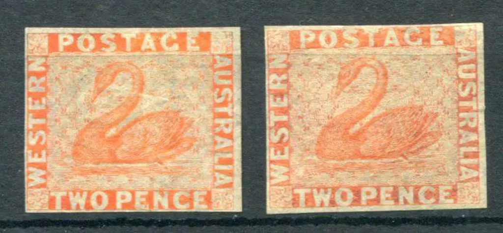1860 2d orange-vermilion in 2 shades, both with 4 ... Image 1++