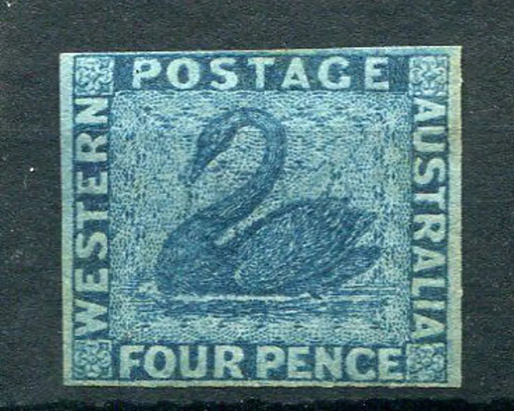 1864 4d blue imperf with inverted wmk. 4 margins, ... Image 1++