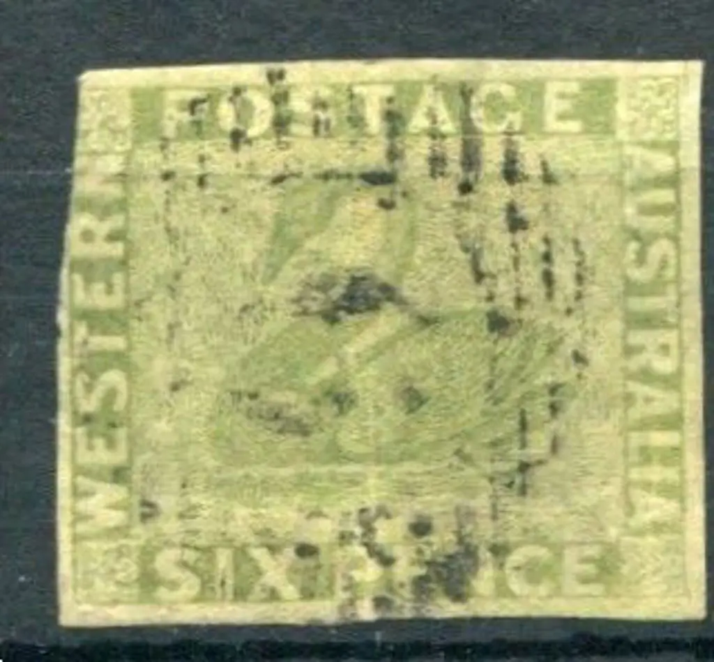1860 6d sage-green with 3 fine margins with left ... Image 1++