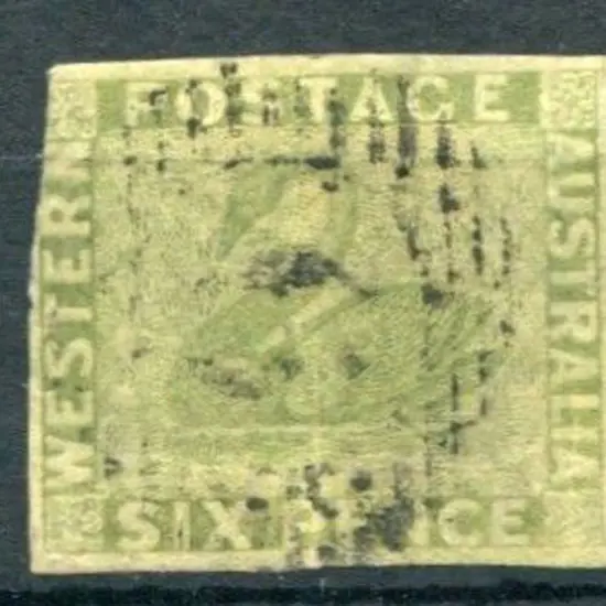 1860 6d sage-green with 3 fine margins with left ...