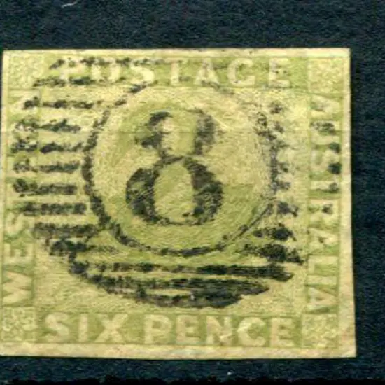 1861 6d sage-green with 4 even margin. Superb used ...