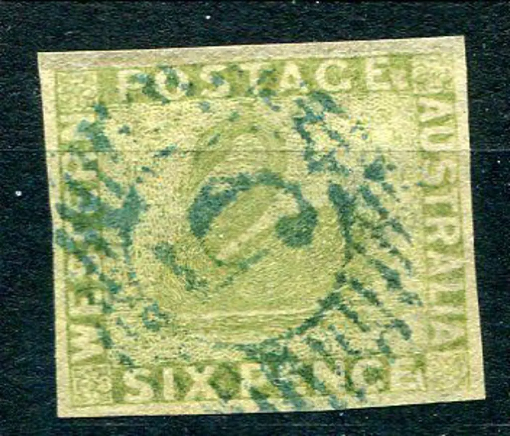 1861 6d sage-green 4 margin. Attractively used ... Image 1++