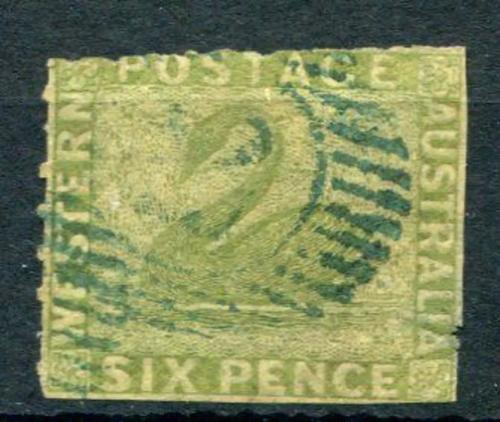 1860 6d sage-green rouletted at top & left with ... Image 1++