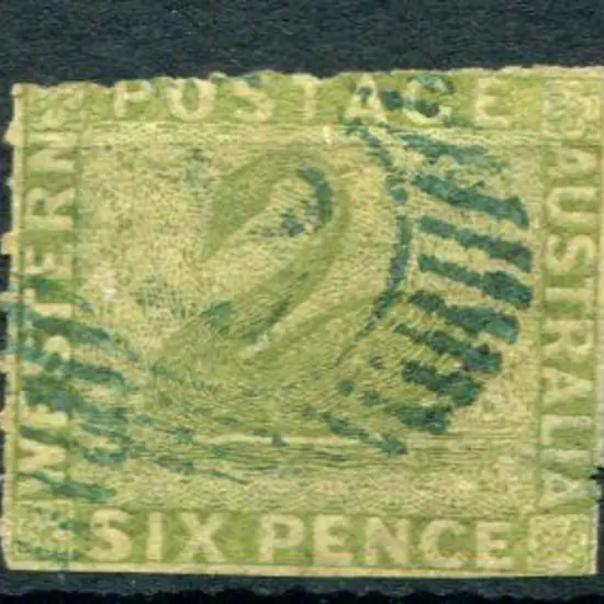 1860 6d sage-green rouletted at top & left with ...