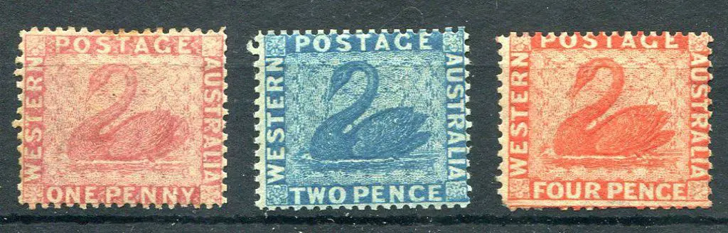 1861 1d rose (small stain at top), 2d blue, 4d ... Image 1++