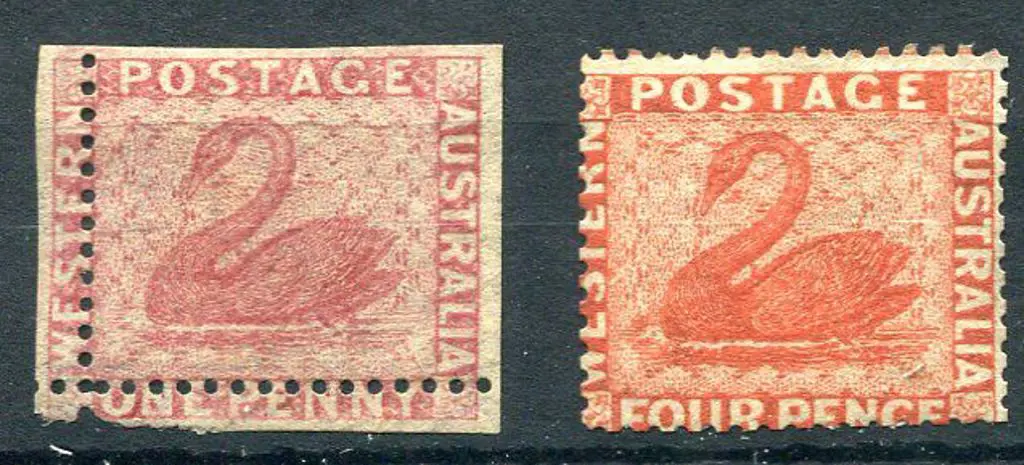 1861 1d rose, perf 14 MLH with left & lower frames ... Image 1++