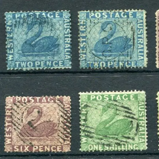1861 1d rose, perf. 14 (SG 38), 2d blue, perf. ...