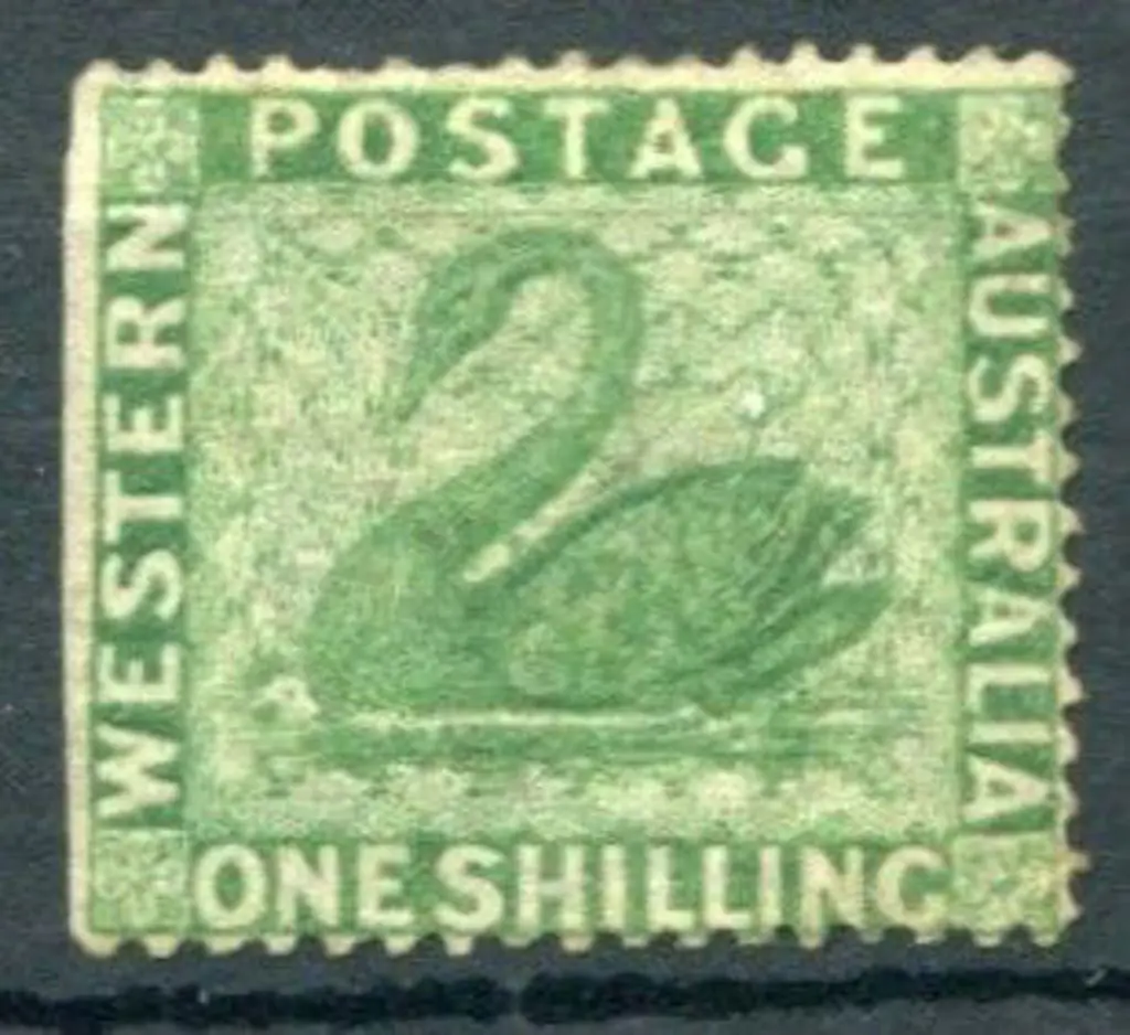 1861 1/- yellow-green clean cut perf 14-16 with ... Image 1++