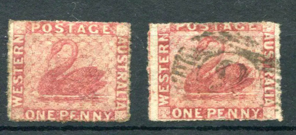 1861 1d carmine-rose, perf 14-16 very rough x 2. ... Image 1++