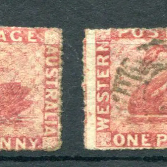 1861 1d carmine-rose, perf 14-16 very rough x 2. ...