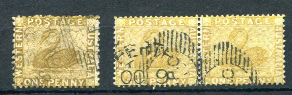 1864 & 1876 CR/CC wmk 1d swans with "double-tail" ... Image 1++