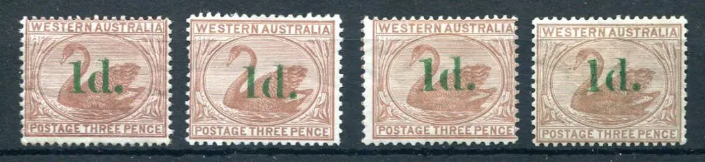 1855 "1d." surcharges in green ink on 3d brown. ... Image 1++
