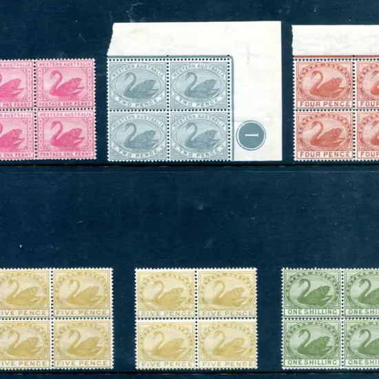 1885/93 Cr/CA sideway wmk, perf. 14 blocks of 4 x ...