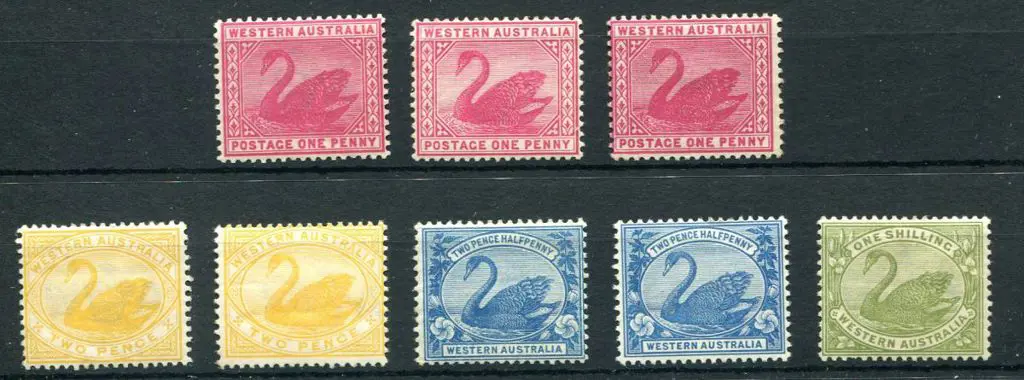 1898 Swan oddments noting 1d carmine MH & MUH (SG ... Image 1++