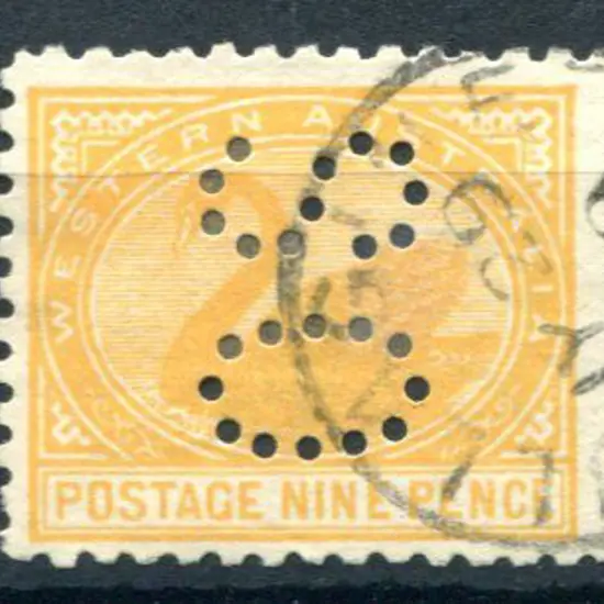 1906 9d orange, perf. 11 perfined "OS". Fine used. ...