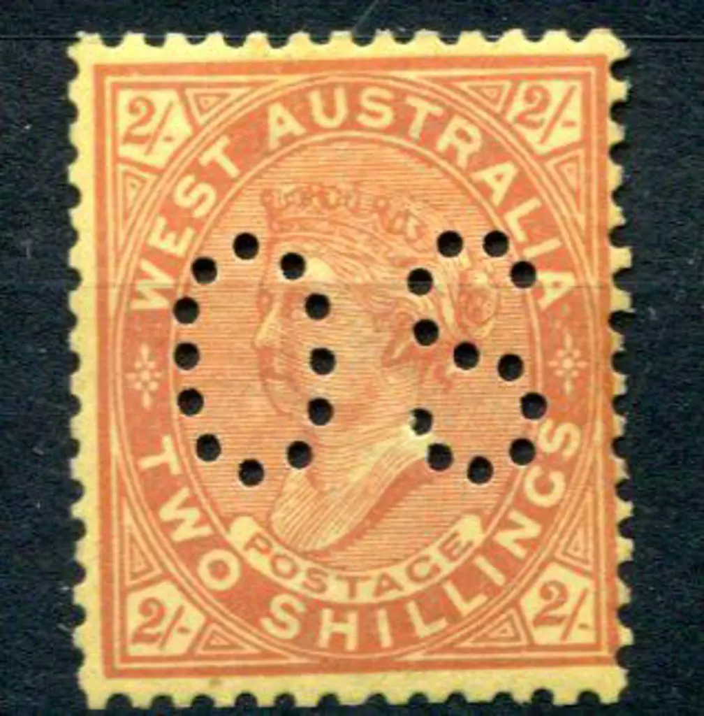 1906 2/- brownish-red/yellow perfined "OS". Superb ... Image 1++