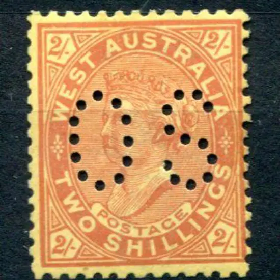 1906 2/- brownish-red/yellow perfined "OS". Superb ...