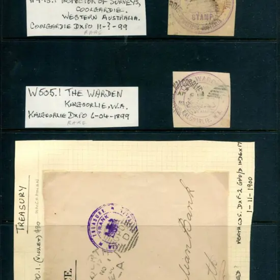 Inspector of Surveys Coolgardie in violet ink W ...
