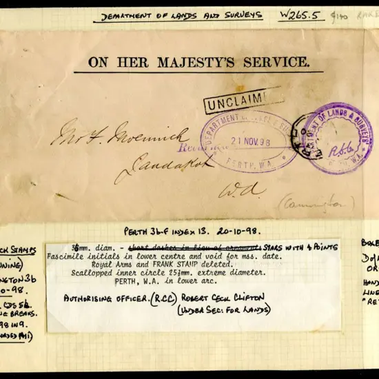 Department of Lands & Surveys W 265.5 on large ...