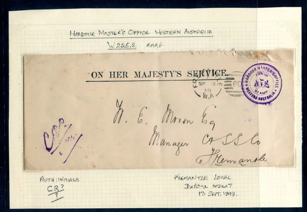 Harbour Master's Office in violet ink on OHMS long ... Image 1++