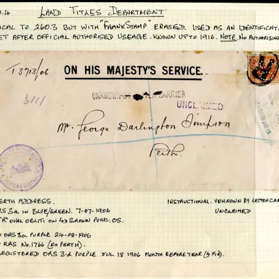 Land Titles Department W 260.3 with "Frank Stamp" ...